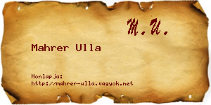 Mahrer Ulla névjegykártya